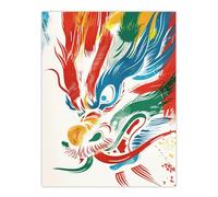 Artery8 Chinese Dragon Head Bright Colourful Painting For Living Room Large Wall Art Poster Print Thick Paper 18X24 Inch