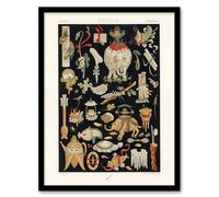 Artery8 Chinese Ornamental Objects Racinet Vintage Framed Wall Art Print in Black | Size: W12" x H16" Artery8 Black W12" x H16"