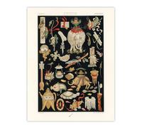 Artery8 Chinese Ornamental Objects Racinet Vintage Wall Art Print Poster in Black | Size: W12" x H16" Artery8 Black W12" x H16"