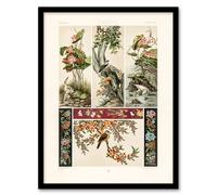 Artery8 Chinese Patterns of Birds & Flowers Racinet Framed Wall Art Print in White | Size: A4 Artery8 White A4
