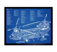 Artery8 Chinook Helicopter CH-47D Military Transport Patent Plan Art Print Framed Poster Wall Decor 12x16 inch