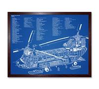 Artery8 Chinook Helicopter CH-47D Military Transport Patent Plan Art Print Framed Poster Wall Decor 12x16 inch