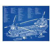 Artery8 Chinook Helicopter CH-47D Military Transport Patent Plan Unframed Wall Art Print Poster Home Decor Premium