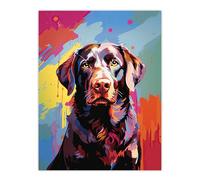 Artery8 Chocolate Labrador Retriever Dog Lover Gift Pet Portrait Colourful Artwork Painting Extra Large XL Wall Art Poster Print