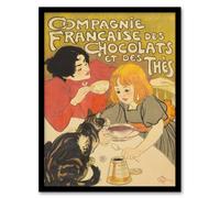 Artery8 Chocolate & Tea French Vintage Advert Steinlen Framed Wall Art Print | Size: A4 Artery8 Multicolor A4