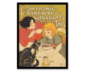 Artery8 Chocolate & Tea French Vintage Advert Steinlen Framed Wall Art Print | Size: W12" x H16" Artery8 Multicolor W12" x H16"