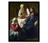 Artery8 Christ in the House of Martha and Mary Framed Wall Art Print A4 Artwork By Vermeer : Biblical Scene Artwork Perfect For Hallway Or Lounge Offering Faith Warmth And Contemplation