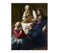 Artery8 Christ in the House of Martha & Mary Vermeer Wall Art Print Poster | Size: W12" x H16" Artery8 Multicolor W12" x H16"