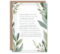 Artery8 Christian Birthday Card I am a Sinner Charles Spurgeon Quote Green Floral Blank Card For Him Or Her