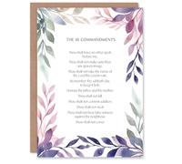 Artery8 Christian Birthday Card The 10 Commandments Old Testament Violet Floral Blank Card For Him Or Her