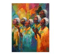 Christian Gospel Choir Colourful African Music Artwork Extra Large XL Wall Art Poster Print Artery8 Multi W24 inch x H32 inch
