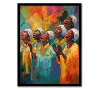 Artery8 Christian Gospel Choir Colourful African Music Artwork Framed Wall Art Print A4