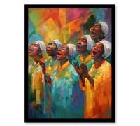 Artery8 Christian Gospel Choir Colourful African Music Artwork Framed Wall Art Print A4