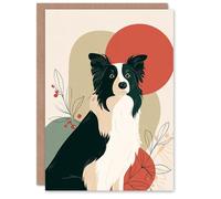 Artery8 Christmas Card Border Collie Dog Pet Midcentury Modern Style