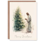 Artery8 Christmas Card Christ Reading by Christmas Tree Watercolour