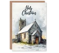 Artery8 Christmas Card Christian Church Holy Rustic Winter Snow Scene