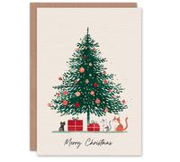 Artery8 Christmas Card Christmas Tree Kittens and Presents Watercolour