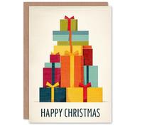 Artery8 Christmas Card Colourful Geometric Pile Of Xmas Presents