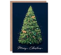 Artery8 Christmas Card Decorated Tree with Two Capybaras Ornaments