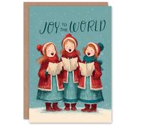 Artery8 Christmas Card Joy To The World Girl Carollers Singing In Snow