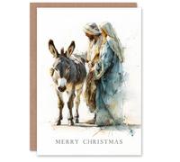 Artery8 Christmas Card Mary Joseph and Donkey Watercolour Drawing