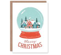 Artery8 Christmas Card Snow Globe with Festive Winter Townscape Scene
