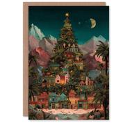 Artery8 Christmas Card Surreal Christmas Tree Fantasy Townscape