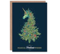 Artery8 Christmas Card Unicorn Decorated Christmas Tree Fantasy Art