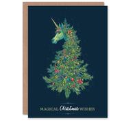 Artery8 Christmas Card Unicorn Decorated Christmas Tree Fantasy Art