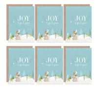 Artery8 Christmas Cards Cute Rabbit Family Joy To You Festive Set Xmas Greeting Cards With Envelopes Pack of 6 in Light Blue Artery8 Light Blue