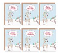 Artery8 Christmas Cards Cute Reindeer Robin Winter Scene Set Xmas Greeting Cards With Envelopes Pack of 6 in Baby Blue Artery8 Baby Blue