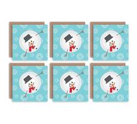 Artery8 Christmas Cards Cute Snowman Kids Xmas Snowflake Set Xmas Greeting Cards With Envelopes Pack of 6 in Blue Artery8 Blue
