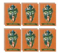 Artery8 Christmas Cards Krampus Anti Santa Devil Orange Merry Krampus Greeting Cards With Envelopes Pack of 6 in Red Artery8 Red