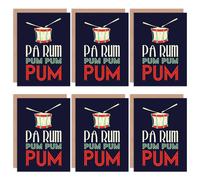 Wee Blue Coo Christmas Cards 6 Pack - Little Drummer Boy Set Blank Xmas Cards