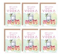 Artery8 Christmas Cards Vodka Alcohol All I Want Funny Tipsy Set Xmas Greeting Cards With Envelopes Pack of 6 in Light Green Artery8 Light Green