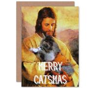 Wee Blue Coo CARD CHRISTMAS XMAS MERRY CATSMAS CAT FUN PUN PRESENT GIFT