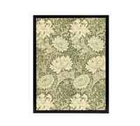 Artery8 Chrysanthemum Flower Pattern Framed Canvas Wall Art Print William Morris in Green | Size: W18" x H24" Artery8 Green W18" x H24"