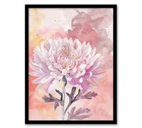 Artery8 Chrysanthemum Flower Watercolour Pastel Soft Living Room Artwork Framed Wall Art Print A4