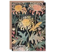 Artery8 Greeting Card Chrysanthemum Flowers in Bloom Artwork Dark For Her Woman Birthday Card