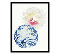 Artery8 Chrysanthemum Wave Vintage Japanese Framed Wall Art Print Bijutsukai in White | Size: W12" x H16" Artery8 White W12" x H16"