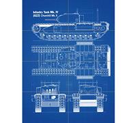 Artery8 Churchill British Heavy Tank Mark II Blueprint Plan XL Giant Panel Poster (8 Sections)