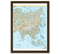 Artery8 CIA 2004 Map Asia Continent China Russia India Artwork Framed Wall Art Print A4