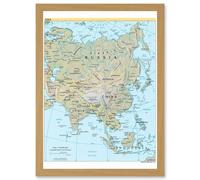 Artery8 CIA 2004 Map Asia Continent China Russia India Artwork Framed Wall Art Print A4 in Light Oak Artery8 Light Oak