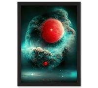 Artery8 Cinematic Space Fantasy Illustration Nebula Death Star Red Dwarf Artwork Framed Wall Art Print A4 in Black Artery8 Black