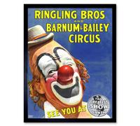 Artery8 Circus Ringling Bros Barnum Bailey Show Clown 12x16" Framed Art Print in Blue | Size: W12" x H16" Artery8 Blue W12" x H16"