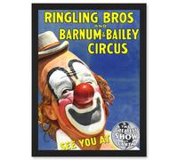 Artery8 Circus Ringling Bros Barnum Bailey Show Clown A4 Artwork Framed Wall Art Print