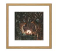 Artery8 Ciurlionis Fairy Tale Of Kings Symbolist Painting 8X8 Inch Square Wooden Framed Wall Art Print Picture with Mount in Light Oak Artery8 Light Oak