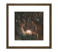 Artery8 Ciurlionis Fairy Tale Of Kings Symbolist Painting 8X8 Inch Square Wooden Framed Wall Art Print Picture with Mount in Brown Artery8 Brown