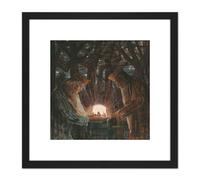 Artery8 Ciurlionis Fairy Tale Of Kings Symbolist Painting 8X8 Inch Square Wooden Framed Wall Art Print Picture with Mount in Black Artery8 Black