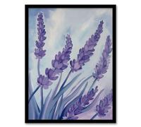 Artery8 Classic Lavender Blue Sky Painting Modern Floral Living Room Artwork Framed Wall Art Print A4